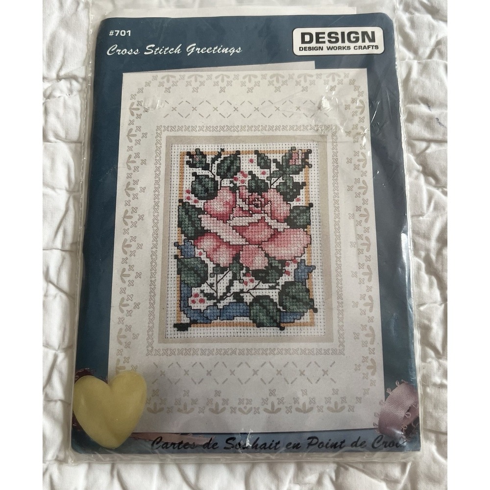 Design Works Crafts Cross Stitch Greeting Card Kits Lot of 2 Rose Sister 701 365